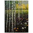 Big Large Colorful Palette Knife Birch trees Forest Landscape Canvas Oil Painting