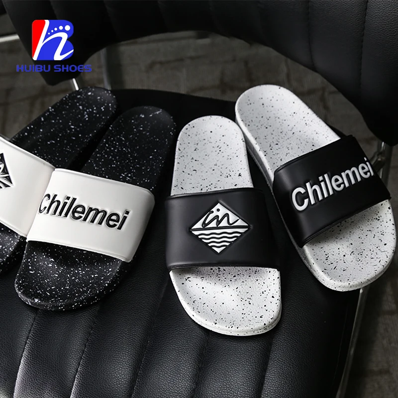 Customized Logo Summer Beach Slide Sandals Casual Leather Slippers For Men
