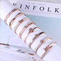 

Trendy 18k Crystal Bracelets for Women Silver Gold Rose Bangle Bracelet Titanium Love Pulseiras Stainless Steel Bangles Jewelry