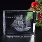 3D laser engraving crystal block trophy packed in gift wood box