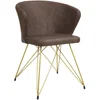 Modern Design Wholesale Nordic Style Metal Gold Wire Base Faux Leather Fabric Home Room Arm Dining Chair