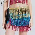 Women Sexy Wrap Belt Sequins Tassel Mini Skirt Belly Dance Hip Scarf