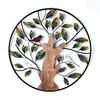 Custom large outdoor round abstract iron tree life 3d metal wall art for living room home decor
