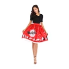 Snow reindeer and sledge printing red skirt for girls in Christmas