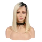 Virgin hair ombre blonde 613 color short human hair bob cut lace front wig