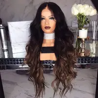 

Synthetic hair black to brown ombre color wig for Women Balayage Babylights long curly cosplay wig