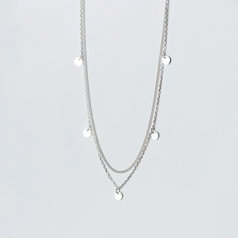 925 Sterling Silver Double Link Chain Round Coin Collar Collier Women Necklaces Accessories 2019
925 Sterling Silver Double Link Chain Round Coin Collar Collier Women Necklaces Accessories 2019