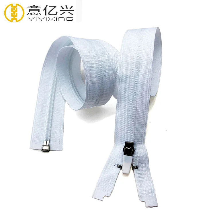 China Premium White Open End Electroplated #5 Nylon Zipper With No Hole At End 
China Premium White Open End Electroplated #5 Nylon Zipper With No Hole At End