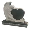 Black Granite Angel Tombstone Design Polished European Heart Shape Headstone