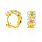 Fashion Jewelry Gold Plated Hollow Design CZ Small Hoop Huggie Earrings