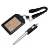 Boshiho Genuine Leather Credit ID Card Holder with Stretch Neck Lanyard Vertical Style