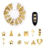 Gold Metal Nail Studs Star Moon Rivet Design 3D nail decoration accessories for nail