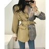 2019Ladies twill and plaid in irregular color and design Women two side patchwork Blazer Suit Blazer For Women jacket coat