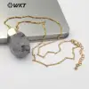 WT-N1147 Wholesale Raw Crystal With Gold Capped Pendant Healing Crystal Jewelry Natural Black Rutilated Quartz Necklace