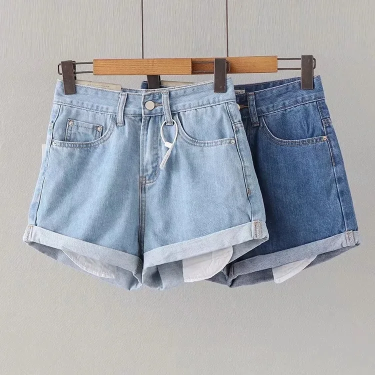 

2019 hot sale shorts high waisted denim women shorts rolled edges jean's pants pocket is outstanding hot street style