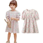 Baby Girls' Organic Cotton Dress Print Pretty Florals Tunic Baby Dress Kids with Lace Neck