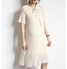 Pregnant Women Soft Dress Loose Chiffon Pleated Maternity Dress