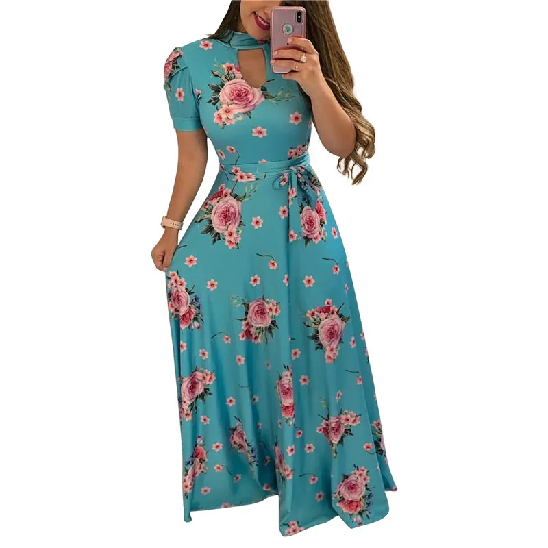 YQ359 women fashion trendy short sleeve waist controlled printed floral summer maxi dress, As shown
YQ359 women fashion trendy short sleeve waist controlled printed floral summer maxi dress, As shown
