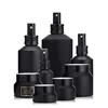 wholesale 2019 luxury matte black30ml 60ml 100ml glass bottle cosmetics packaging 15g 30g 50g black glass cosmetic cream jar