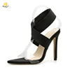 2019 zapatos mujer shoes transparent pointed strappy sandals elastic custom logo slingback high heel rubber sole sandals women