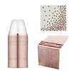 Disposable Plastic Cup Rose Gold Dot Napkins Sequin Table Runners Party Tableware for Wedding