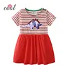 Latest design summer cotton girl kids dress with Flip-over color of sequins logo