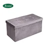 Reatai Wholesale price soft velvet foldable handmade storage ottoman bench with button for waiting