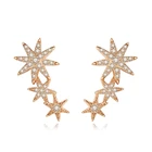 Qings Star Earrings 925 Sterling Silver Rose Gold Starburst Crawler Stud Earrings