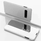 Wholesale Flip Leather Cell Phone Mirror Clear View Case Back Cover For Samsung s10 Protective Case