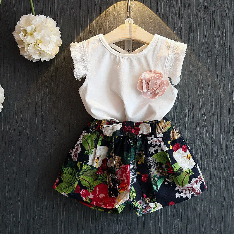 Very popular kids girls clothes tassel pattern floral girls short children clothes, White floral
Very popular kids girls clothes tassel pattern floral girls short children clothes, White floral