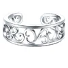 925 Sterling Silver Toe Ring Flower Hawaiian Leaf Adjustable Band Tail Ring