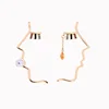 ed01985d Simple Designs Gold Plated Pearl Charm Face Line Hoop Earring Wholesale Jewelry 2019