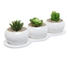 Circular Ceramic Flower Pots Set Pottery Succulent Plant Desktop Decor Set