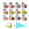 14 PCS Russian Piping Tips Stainless Steel Cake Icing Nozzles Cake Decorating Tip Set Cupcake Flower Baking Tools Supplies Kit