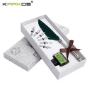 Feather Quill Copper Pen Stem Writing Quill Ink Dip Pen Calligraphy Feather Quill Pen Gift Set