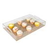 plexiglass golden serving tray for hotel products with golden glitter base