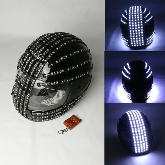 White Strobe LED Helmet DJ Costumes Wireless Remote Control Dance Performances
White Strobe LED Helmet DJ Costumes Wireless Remote Control Dance Performances