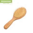 Top quality wooden hair brush straightener custom wooden ball massage detangling hair brush hot comb