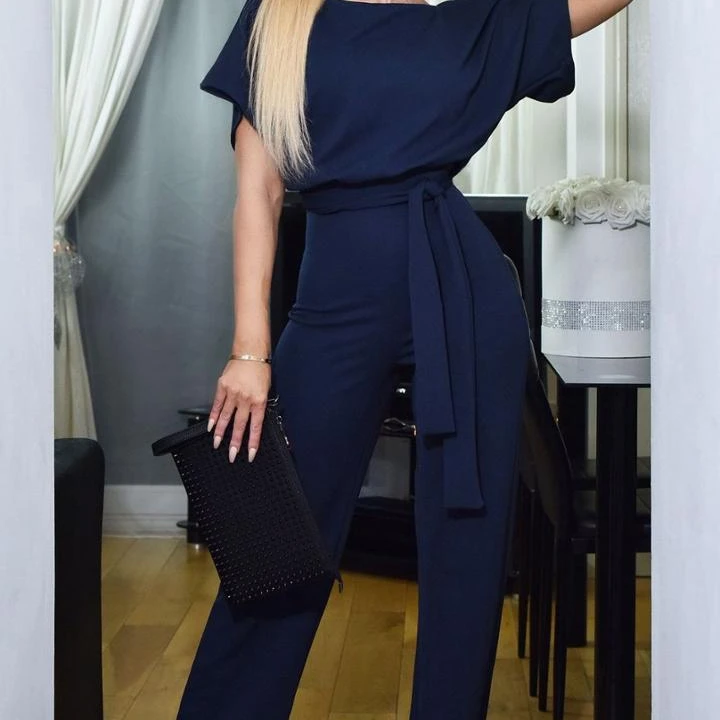 2019 New Arrival Women Jumpsuits O-Neck Belt Button Short Sleeves Jumpsuits, As picture
2019 New Arrival Women Jumpsuits O-Neck Belt Button Short Sleeves Jumpsuits, As picture