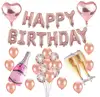 Happy birthday rose gold balloon banner party decorations set supplies