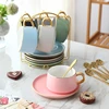 Restaurant drinkware luxury colorful porcelain coffee tea cup and saucer set with spoon