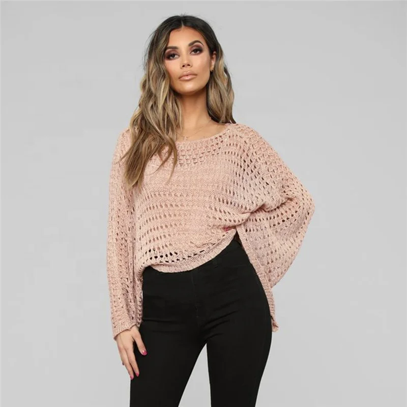 2019 new four-color hollow large sleeve loose knit blouse, White;yellow;black;apricot
2019 new four-color hollow large sleeve loose knit blouse, White;yellow;black;apricot