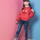 New design denim pants rabbit embroidered curling trousers girls kids jeans