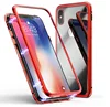 New phone case metal magnetic rugged shockproof case for Samsung A30 A50 tempered glass case clear transparent back cover