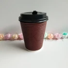 12oz hot drinking corrugated kraft paper disposable coffee cup with lid