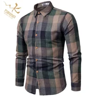 

polyester cotton yarn dyed plaid fabric long sleeve slim fit men's spring autumn check casual t shirt