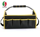 Wide open tool bags heavy duty metal tube handle 15 storage pocket