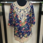 latest new design luxury heavy made embroidery sequin blouse women
