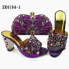 The latest fashion high heel shoe bag set for old women design with big stones for party women shoes