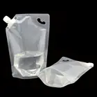 Stand Up Plastic Suction Bag Side Open Clear Liquid Spout Bags Wine Juice Pouch